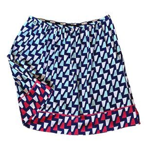 Tommy Hilfiger Gathered A-Line Skirt Geometric Nautical Print Women's Size 10
